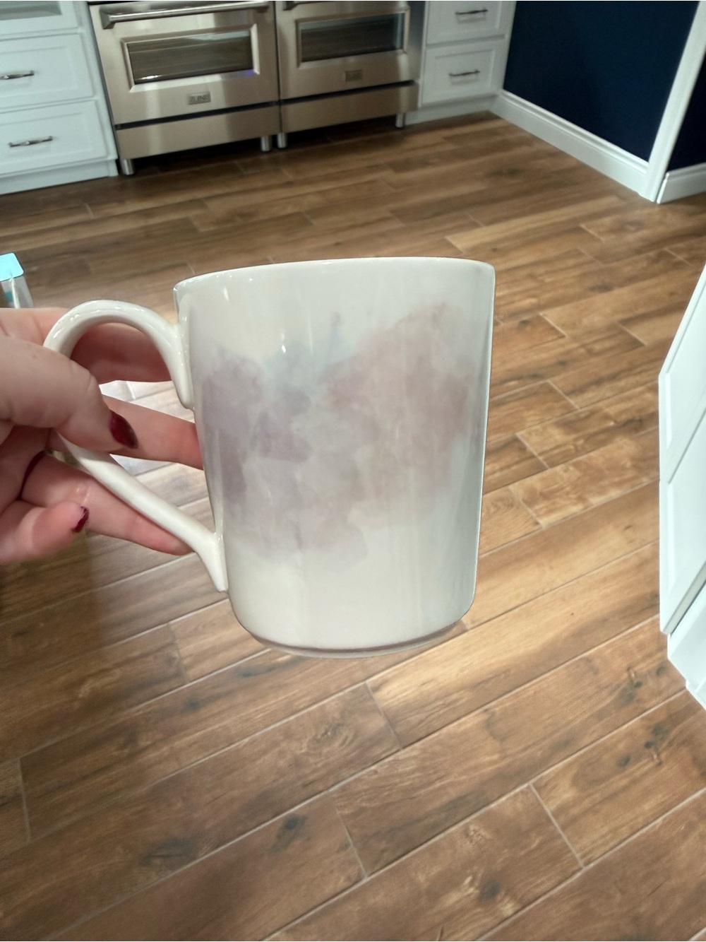 Ceramic White Mug with Subtle Pink Watercolor Accent